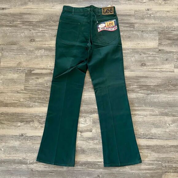 Vintage 70s Lee Rider Boot Cut Green Denim Jeans Size 31x32 NWT - Picture 7 of 8